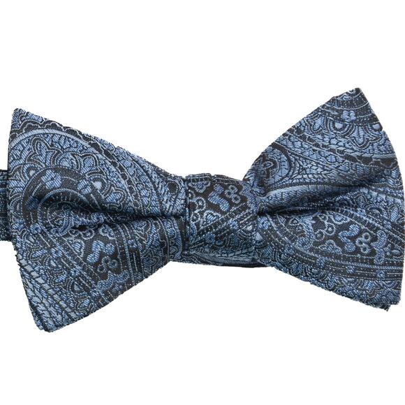 Saddlebred Adjustable Pre-tied Silk Blend Blue Paisley Bowtie - Picture 1 of 6